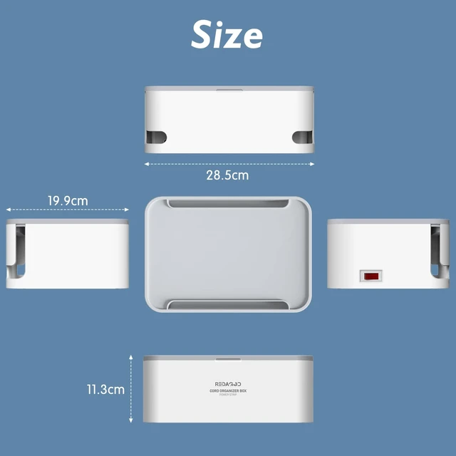 Alt view image 4 of 7 - Power Strips with Cable Management Box, Surge Protector, White Cord Organizer with 8 Outlets 3 USB Ports Switch Control, 6.6 ft Plug Extension Cord, Charging Station for Dorm, Office, Home