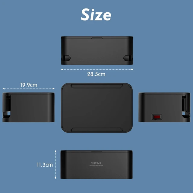Alt view image 4 of 7 - Power Strips with Cable Management Box, Surge Protector, Black Cord Organizer with 8 Outlets 3 USB Ports Switch Control, 6.6 ft Plug Extension Cord, Charging Station for Dorm, Office, Home