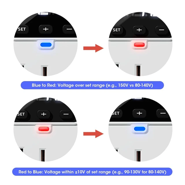 Alt view image 6 of 7 - Appliance Surge Protector Voltage Stabilizer Fireproof UL94V-1 Wall Mount Surge Protectors Outlet for Refrigerator, TV & Heavy, Real-Time Monitoring & Custom Voltage 80V-140V (2 Pro)