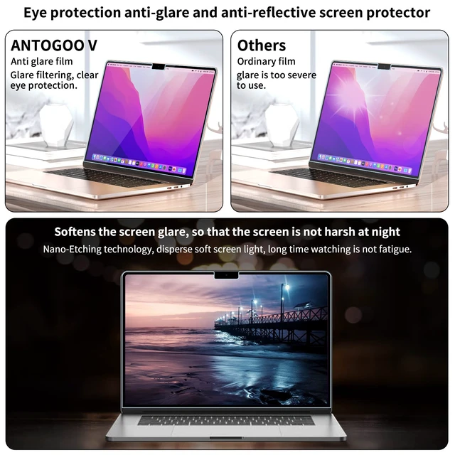 Alt view image 3 of 7 - 2 Pack Anti Blue Light Screen Filter for MacBook Air 13.6In (2022-2026) Matte Anti Glare Film Anti Scratch Laptop Screen Protector Guard for Mac 13in (M5, M4, M3, M2)