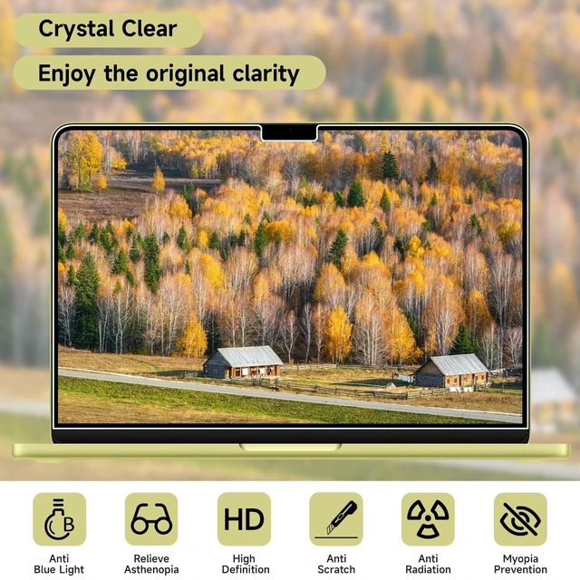 Alt view image 5 of 7 - 2 Pack Anti Blue Light Screen Filter for MacBook Air 13.6In (2022-2026) Matte Anti Glare Film Anti Scratch Laptop Screen Protector Guard for Mac 13in (M5, M4, M3, M2)