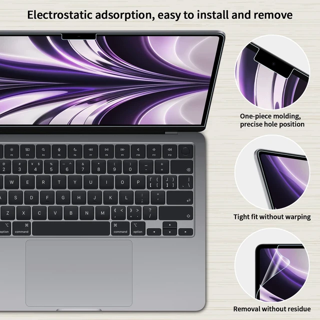 Alt view image 7 of 7 - 2 Pack Anti Blue Light Screen Filter for MacBook Air 13.6In (2022-2026) Matte Anti Glare Film Anti Scratch Laptop Screen Protector Guard for Mac 13in (M5, M4, M3, M2)