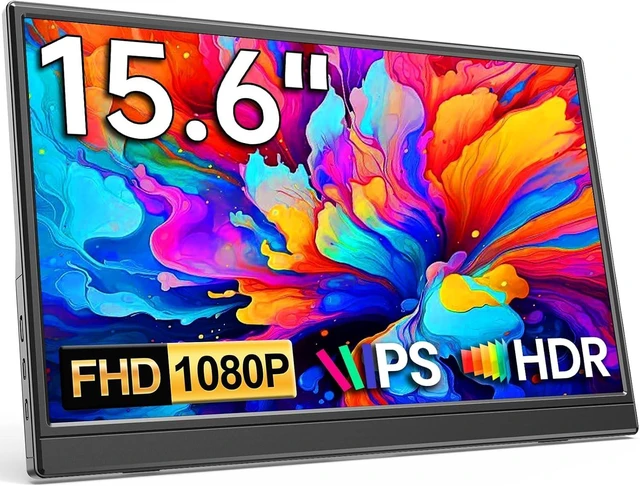 Main image of Portable Monitor 15.6" 1080P FHD IPS Display, Ultra-Slim USB-C HDMI Travel Monitor with Kickstand, Zero Bezel Screen Extender for Laptop, Mac, Phone, PS, Xbox, Switch Gaming