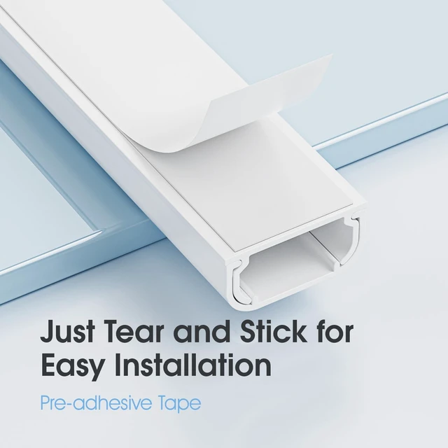 Alt view image 3 of 7 - Wire Covers for 2 Cords TV on Wall, 47in Paintable Cable Hider, Medium Cable Management Kit, Cord Hiding for Wall White, W0.95in H0.47in