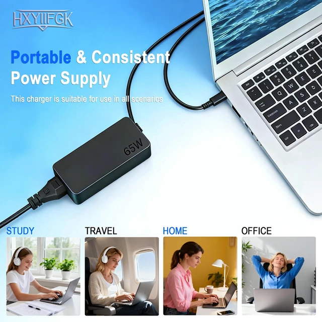 Alt view image 7 of 7 - 65W USB-C Laptop Charger Compatible with Lenovo ThinkPad T14 T15 X1 Carbon Gen8/9/10/11,Yoga 14s Pro14 C940,ThinkBook 14+ 16+,Xiaoxin Air14 Pro16 Chromebook Type-C Fast Charging Adapter