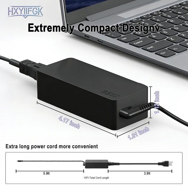 Alt view image 3 of 7 - 65W USB-C Laptop Charger Compatible with Lenovo ThinkPad T14 T15 X1 Carbon Gen8/9/10/11,Yoga 14s Pro14 C940,ThinkBook 14+ 16+,Xiaoxin Air14 Pro16 Chromebook Type-C Fast Charging Adapter