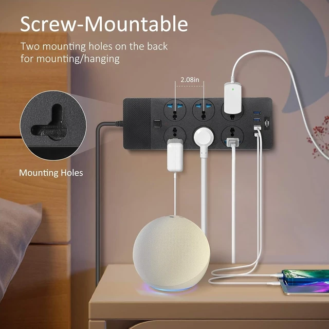 Alt view image 4 of 6 - UK to US Plug Adapter, Power Strip with 6 International Outlets and 4 USB Ports (1 USB C), 110-240v, 3000w, 6Ft, Universal Travel Adapter Extension Cord for Electrical Equipment