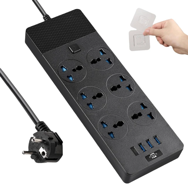 Main image of European Travel Plug Adapter, Universal Power Strip with 6 AC Outlets and 4 USB Ports (1 USB C), 110-240v, 3000w 6ft Extension Cord International Power Adapter for Overseas Travel Essentials