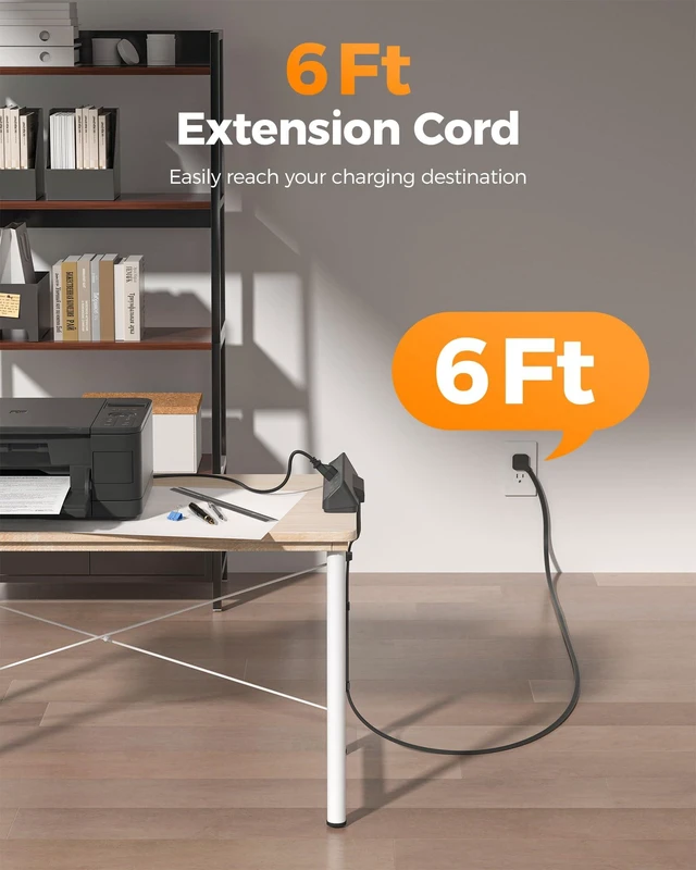 Alt view image 6 of 7 - Desk Clamp Power Strip 6 Ft with 2100J Surge Protector, Black 5 Outlets and 4 USB (2 USB C) Desk Charging Station, Flat Plug Extension Cord with Multiple Outlets for Home Office Dorm Room