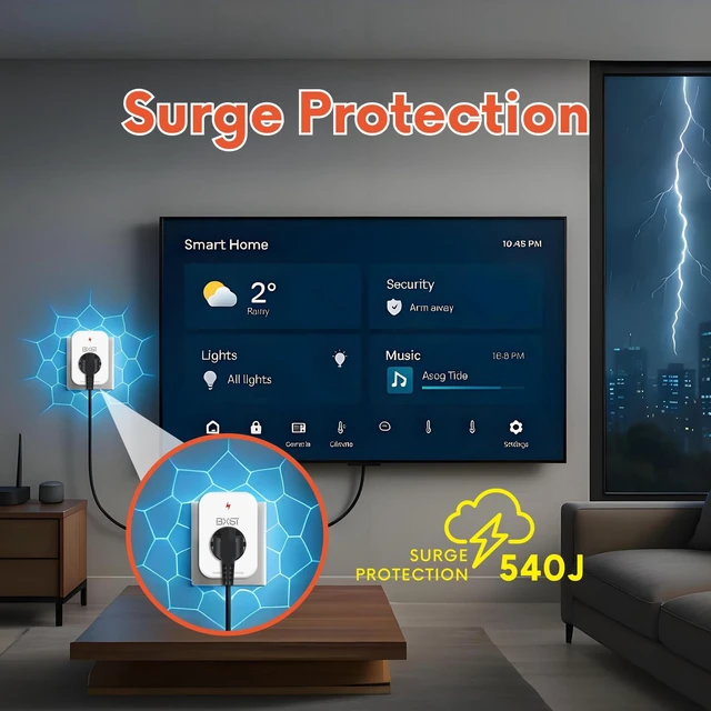 Alt view image 3 of 7 - Single Outlet Surge Protector for Refrigerator Small Wall Tap Surge Protector Single Plug 120V Small Socket Lightning Protection for PC, TV, Phone, PS5 and Home Appliances, 15A, 1800W, 4 Pack