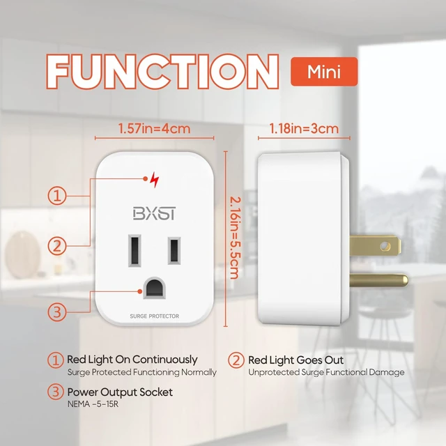 Alt view image 4 of 7 - Single Outlet Surge Protector for Refrigerator Small Wall Tap Surge Protector Single Plug 120V Small Socket Lightning Protection for PC, TV, Phone, PS5 and Home Appliances, 15A, 1800W, 4 Pack