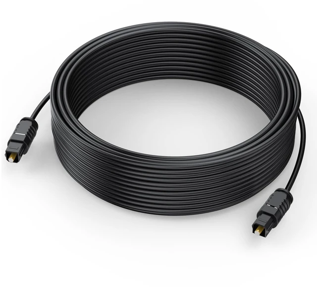 Main image of Optical Audio Cable 35 feet, SPDIF Toslink for TV PS4 to Soundbar etc. Fiber Optic Super-Thin Cord