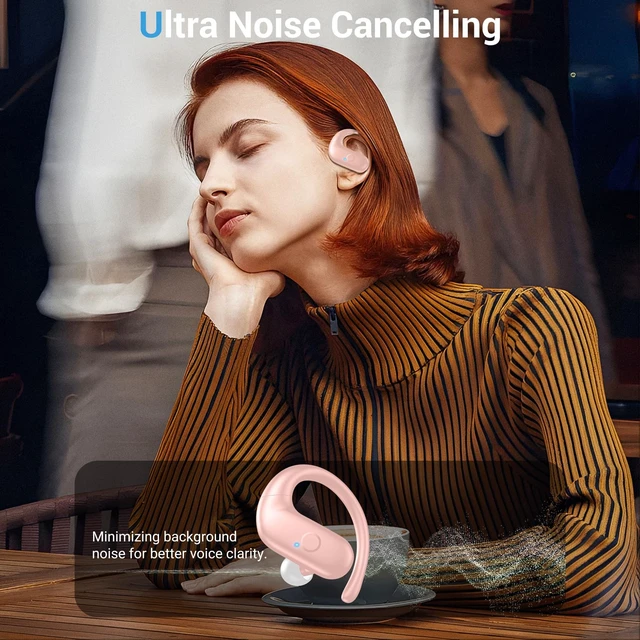 Alt view image 4 of 7 - Sport Wireless Earbuds,60Hrs BT5.4 ENC IPX7 Waterproof Earhooks Deep Bass 14.2mm drivers deliver rich stereo sound. Soft silicone ensures a secure, painless fit for long workouts