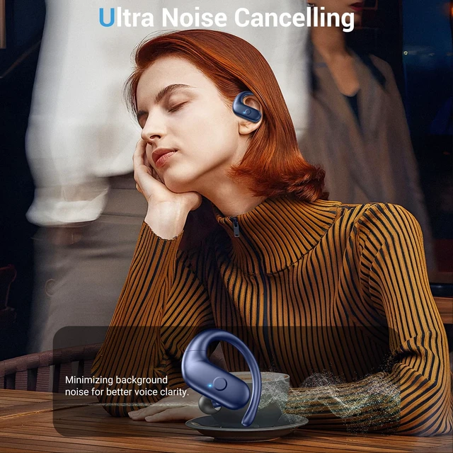 Alt view image 4 of 7 - Sport Wireless Earbuds,60Hrs BT5.4 ENC IPX7 Waterproof Earhooks Deep Bass 14.2mm drivers deliver rich stereo sound. Soft silicone ensures a secure, painless fit for long workouts