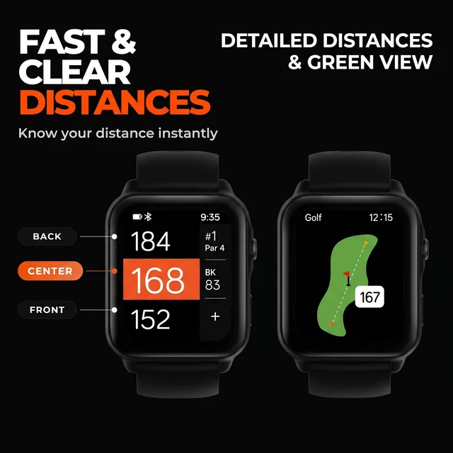 Alt view image 2 of 7 - W1 Golf GPS Watch Front, Middle & Back Distances, Hazard Tracking, No Subscription