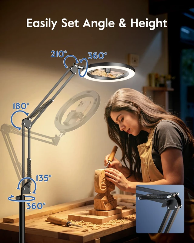 Alt view image 3 of 6 - Ring Light with Stand & Lockable Wheels, Ring Light Tripod for iPhone with Phone Holder for Video Recording, Overhead Phone Mount, 30 Lighting Combinations, Perfect for Crafts/Live Streaming/Tutorials