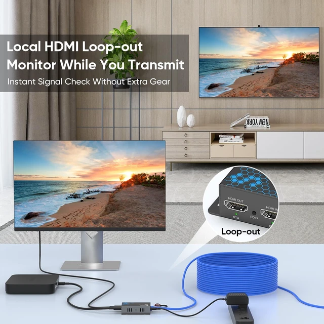 Alt view image 4 of 7 - 4K HDMI Extender Over Ethernet, 230FT, PoC, IR, Loop Out -HT275 4K 30Hz to 131FT or 1080P 60Hz to 230FT over Cat6/Cat7 with EDID, transmitter and receiver for home and professional AV