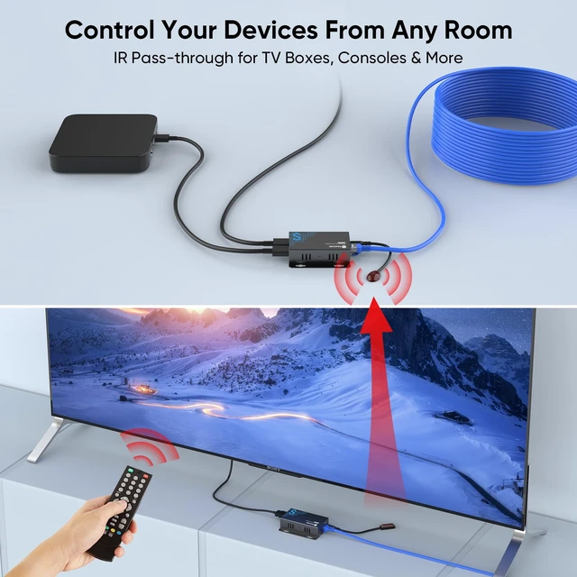 Alt view image 5 of 7 - 4K HDMI Extender Over Ethernet, 230FT, PoC, IR, Loop Out -HT275 4K 30Hz to 131FT or 1080P 60Hz to 230FT over Cat6/Cat7 with EDID, transmitter and receiver for home and professional AV
