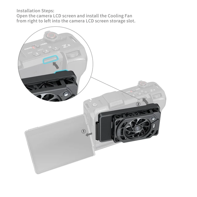 Alt view image 4 of 7 - Camera External Cooling Fan for Nikon ZR with Dual-Speed Modes, Snap-On Design, TEC Cooling Module, Compatible with V-Mount Battery Plate - 5874