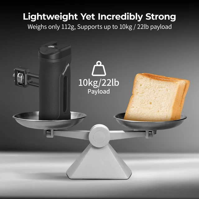 Alt view image 6 of 7 - Mini Side Handle with 1/4"-20 Locating Screw Left or Right Hand Available, Up and Down Adjustable, Max. Payload 10kg/ 22lb, Bulit-in Threaded Hole/ Cold Shoe
