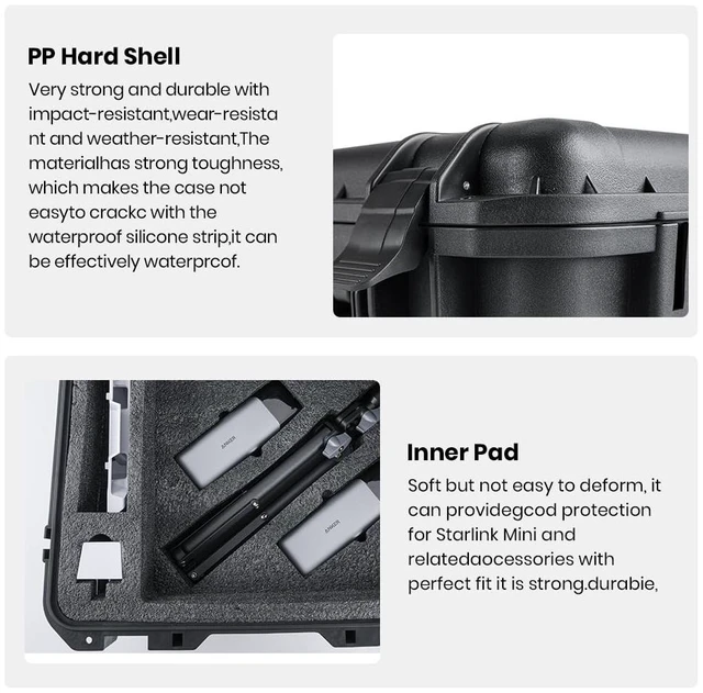 Alt view image 4 of 5 - Starlink Mini Hard Case Set with Starlink Mini Tripod Stand,Waterproof Portable Carrying Case for Starlink Mi ni Dish and Accessories, Ideal for Travel and Camping