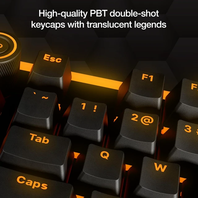 Alt view image 4 of 7 - Light Mount Tactile, Gaming Keyboard, Mechanical Silent Switches Hot-Swappable Silent Switches, Triple-layered dampening, 3D Media Wheel, PBT Double-Shot Keycaps, ARGB, Programmable Keys