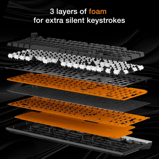 Alt view image 3 of 7 - Light Mount Tactile, Gaming Keyboard, Mechanical Silent Switches Hot-Swappable Silent Switches, Triple-layered dampening, 3D Media Wheel, PBT Double-Shot Keycaps, ARGB, Programmable Keys