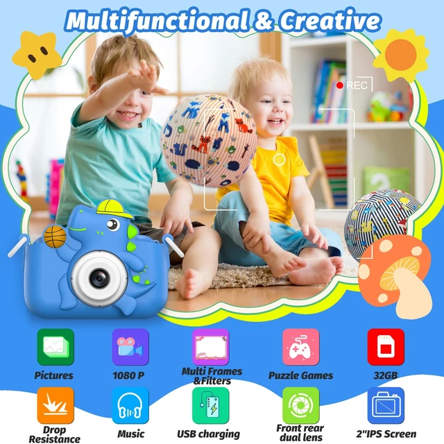 Alt view image 2 of 7 - Kids Camera Toy, Children Age 3-12, Christmas/Birthday Gifts for Girls, 1080P HD Video, Gift for 3 4 5 6 7 8 9 10 11 12 Year Old Girl Blue