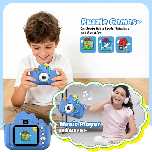 Alt view image 6 of 7 - Kids Camera Toy, Children Age 3-12, Christmas/Birthday Gifts for Girls, 1080P HD Video, Gift for 3 4 5 6 7 8 9 10 11 12 Year Old Girl Blue