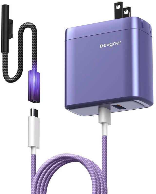 Main image of Microsoft Surface Charger, 65W Surface Pro Charger for 12/11/10/9/8/7/6/5/4/3/X, Compatible with Both Microsoft Book/Laptop/Tablet and All USB-C Deviece (Blue)