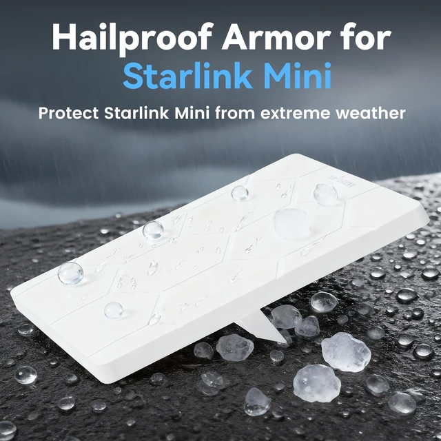 Alt view image 2 of 7 - for Starlink Mini Protective Cover Case, Hailproof & Shockproof Liquid Silicone Protective Case for Starlink Mini, Starlink Mini Accessories Waterproof & Portable for Outdoor Camping, White