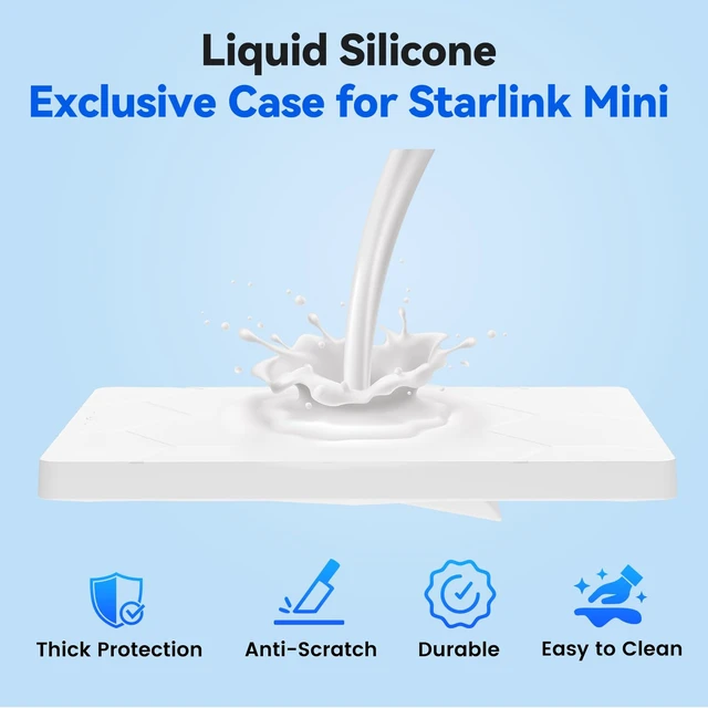 Alt view image 6 of 7 - for Starlink Mini Protective Cover Case, Hailproof & Shockproof Liquid Silicone Protective Case for Starlink Mini, Starlink Mini Accessories Waterproof & Portable for Outdoor Camping, White