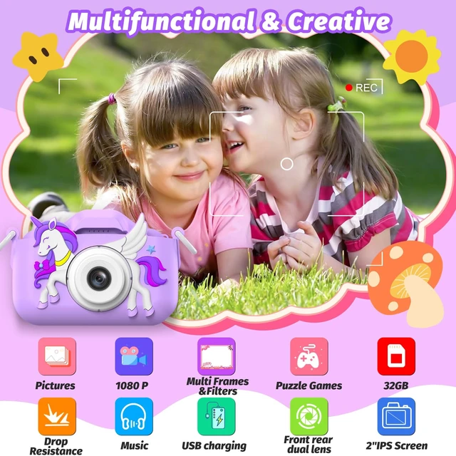 Alt view image 2 of 7 - Kids Camera Toy, Children Camera Toys for Kid Age 3-12, Christmas/Birthday Gifts for Girls, 1080P HD Video Kids Digital Camera, Gift for 3 4 5 6 7 8 9 10 11 12 Year Old Girl