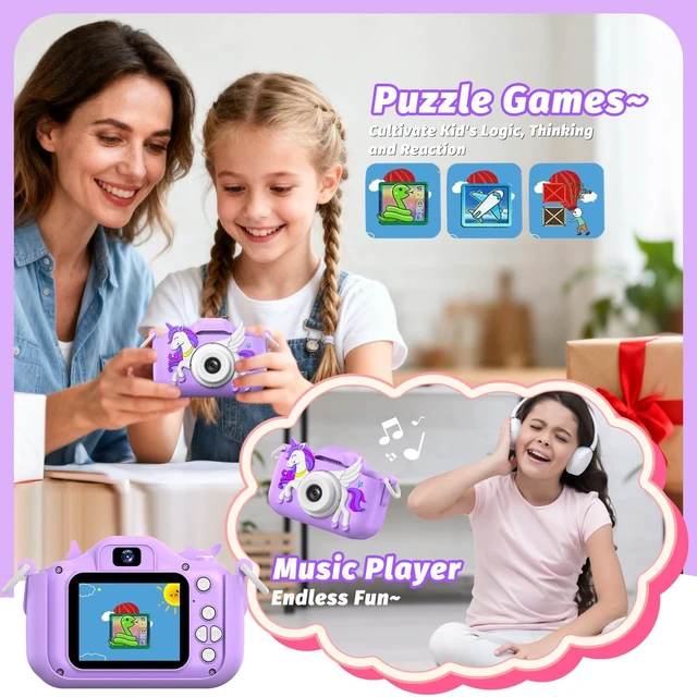 Alt view image 6 of 7 - Kids Camera Toy, Children Camera Toys for Kid Age 3-12, Christmas/Birthday Gifts for Girls, 1080P HD Video Kids Digital Camera, Gift for 3 4 5 6 7 8 9 10 11 12 Year Old Girl