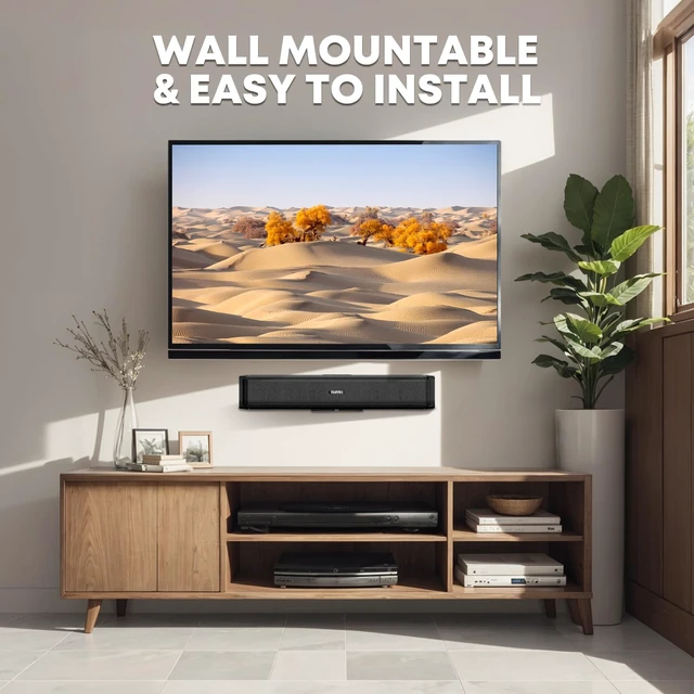 Alt view image 5 of 6 - Sound Bar,Soundbar for TV with 4 Powerful Speakers,Surround Sound System for TV,17 inch Soundbar with Bluetooth/HDMI-ARC/Optical/AUX,Wall Mountable