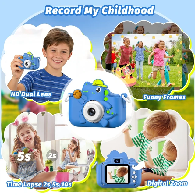Alt view image 3 of 7 - Kids Camera Toy, Children Age 3-12, Christmas/Birthday Gifts for Girls, 1080P HD Video, Gift for 3 4 5 6 7 8 9 10 11 12 Year Old Girl Blue