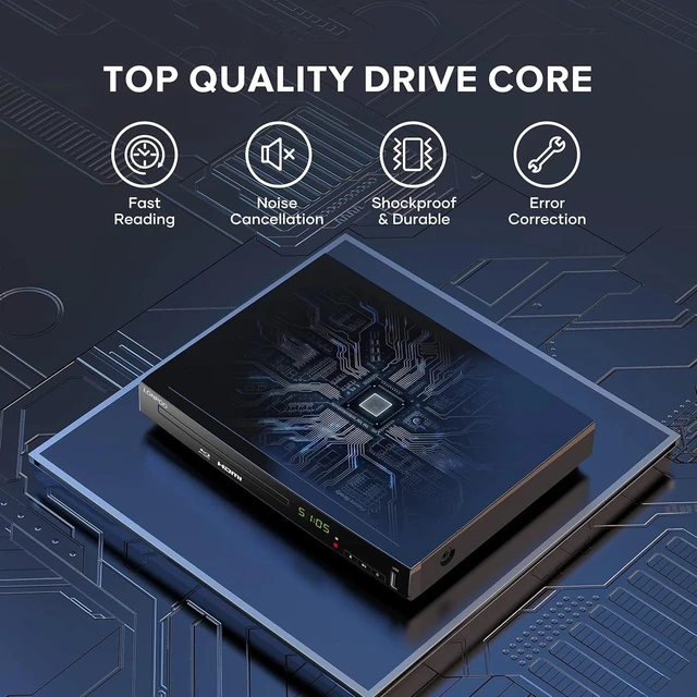 Alt view image 7 of 7 - LP-100 Blu-Ray Disc Player for TV 1080P DVD CD HDMI USB Upscaling Includes HDMI & AV Cables, Built-in PAL NTSC, Coaxial Output, USB Input