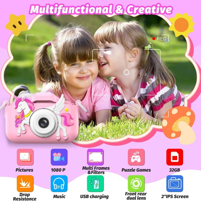 Alt view image 2 of 6 - Kids Camera Toy, Children Camera Toys for Kid Age 3-12, Christmas/Birthday Gifts for Girls, 1080P HD Video Kids Digital Camera, Gift for 3 4 5 6 7 8 9 10 11 12 Year Old Girl