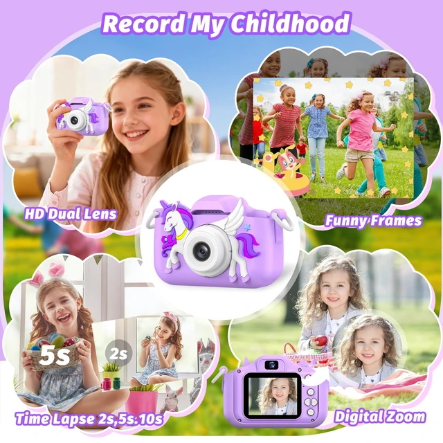 Alt view image 3 of 7 - Kids Camera Toy, Children Camera Toys for Kid Age 3-12, Christmas/Birthday Gifts for Girls, 1080P HD Video Kids Digital Camera, Gift for 3 4 5 6 7 8 9 10 11 12 Year Old Girl