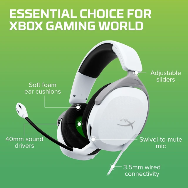 Alt view image 7 of 7 - CloudX Stinger 2 Core - Gaming Headset for Xbox, Lightweight Over-Ear headsets with mic, Swivel-to-Mute Function, 40mm Drivers - White