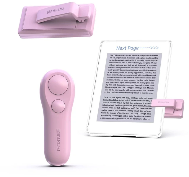 Main image of RF Remote Control Page Turner for Kindle Reading Ipad Surface Comics, iPhone Android Tablets Reading Novels Taking Photos(Pink)