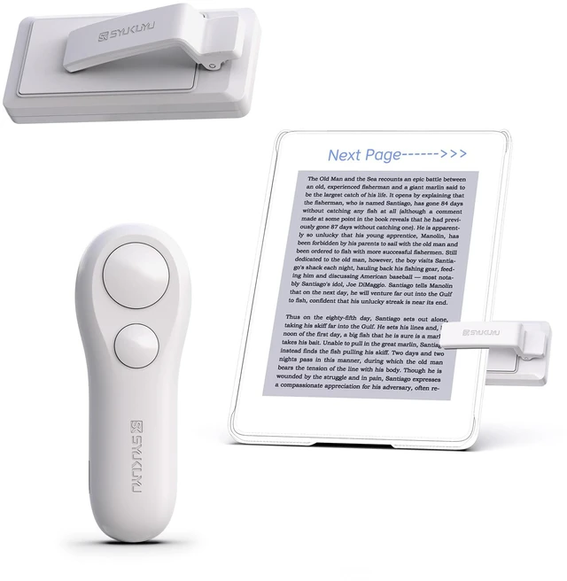 Main image of RF Remote Control Page Turner for Kindle Reading Ipad Surface Comics, iPhone Android Tablets Reading Novels Taking Photos(White)