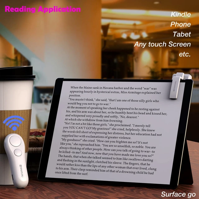 Alt view image 5 of 6 - RF Remote Control Page Turner for Kindle Reading Ipad Surface Comics, iPhone Android Tablets Reading Novels Taking Photos(White)