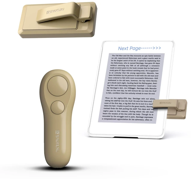 Main image of RF Remote Control Page Turner for Kindle Reading Ipad Surface Comics, iPhone Android Tablets Reading Novels Taking Photos(Light Brown)