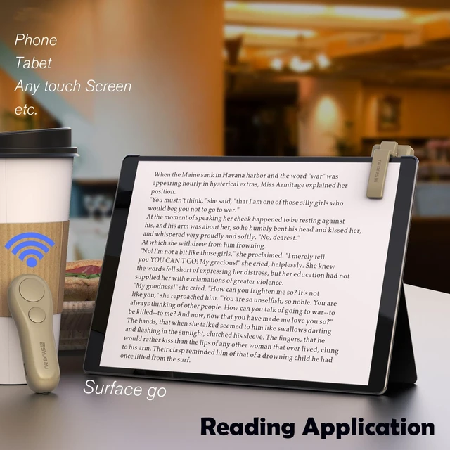 Alt view image 5 of 6 - RF Remote Control Page Turner for Kindle Reading Ipad Surface Comics, iPhone Android Tablets Reading Novels Taking Photos(Light Brown)
