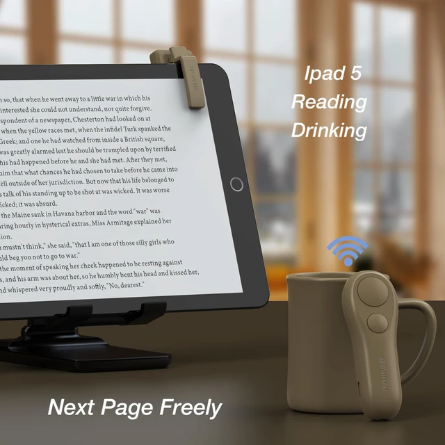 Alt view image 4 of 6 - RF Remote Control Page Turner for Kindle Reading Ipad Surface Comics, iPhone Android Tablets Reading Novels Taking Photos(Light Brown)