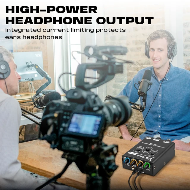 Alt view image 6 of 7 - P1-Pro 2-Channel Personal in-Ear Monitor Amplifier, Black Stereo headphone amp with dual XLR/TRS inputs, mono/stereo switching, mix/balance, 3.5 mm output, USB-C 5V or 2 AAA power