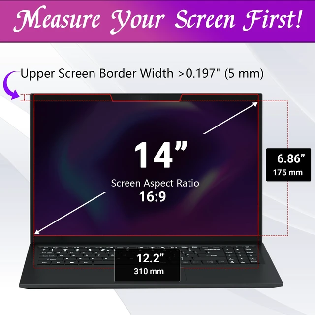 Alt view image 4 of 7 - Magnetic Laptop Privacy Screen 14 Inch (16:9 Aspect) - Anti-Glare Blue Light Filter, Removable Privacy Screen Protector Compatible with HP/Dell/Acer/Lenovo/Samsung/ASUS (12.2x6.9inch/ W x H)