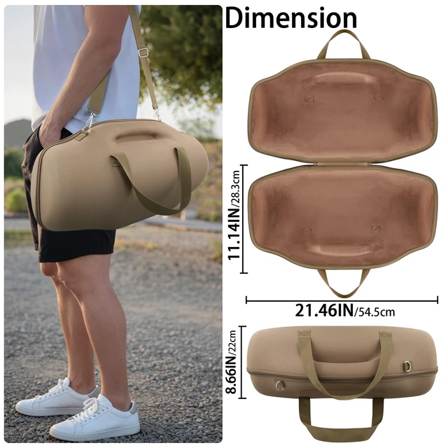 Alt view image 7 of 7 - Hard Case for JBL Boombox 4 Portable Bluetooth Speaker, Brown Velvet Accessory Pouch, Integrated Handle Slot, Cable Organization, Shoulder Strap, Soft Velvet Lining, Secure Carrying