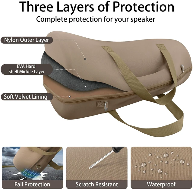 Alt view image 6 of 7 - Hard Case for JBL Boombox 4 Portable Bluetooth Speaker, Brown Velvet Accessory Pouch, Integrated Handle Slot, Cable Organization, Shoulder Strap, Soft Velvet Lining, Secure Carrying